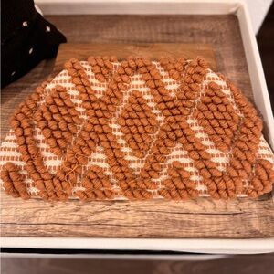 Woven Textured Clutch w/ Wood Frame | Boho Neutral Statement Bag